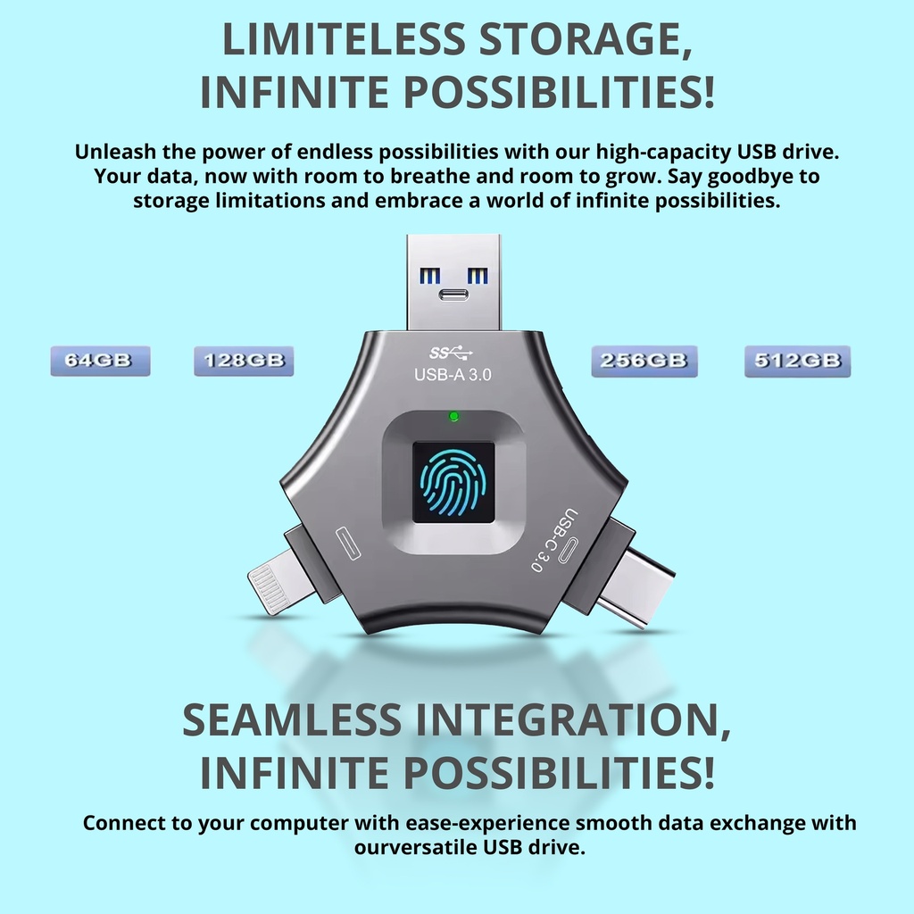 Biometric Secure 3-in-1 USB Drive. SE4345