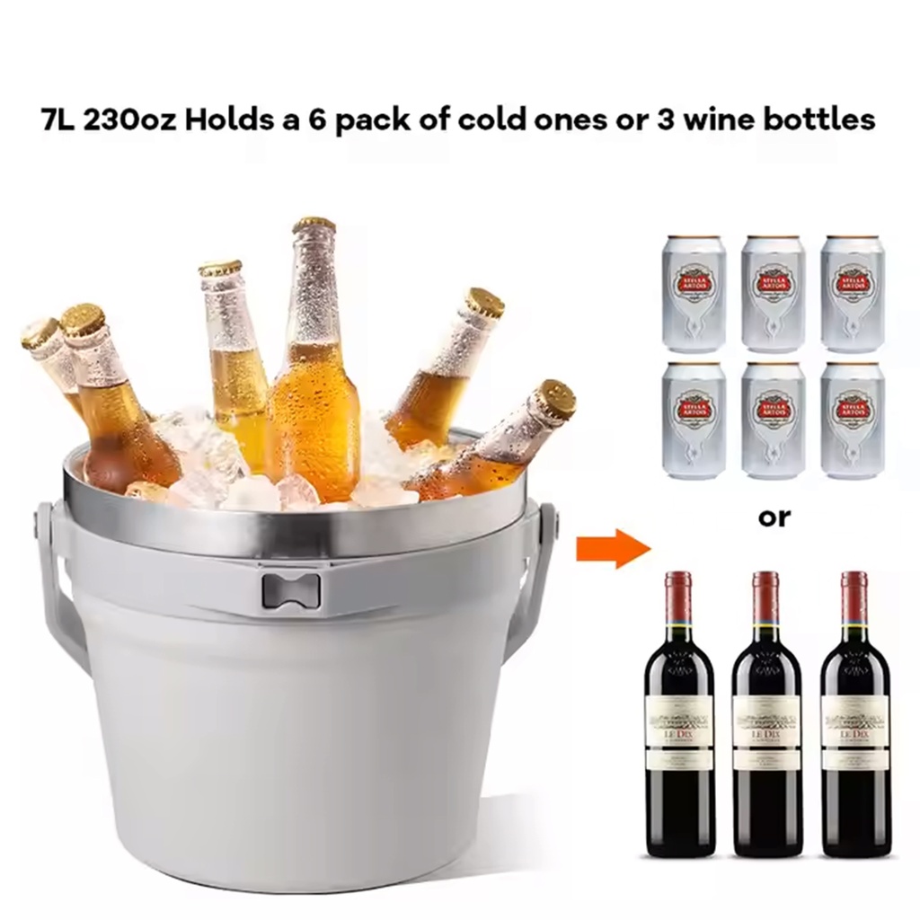 Everich Stainless Steel Cooler Bucket with Handle - 1.8 Gallons. NY2242