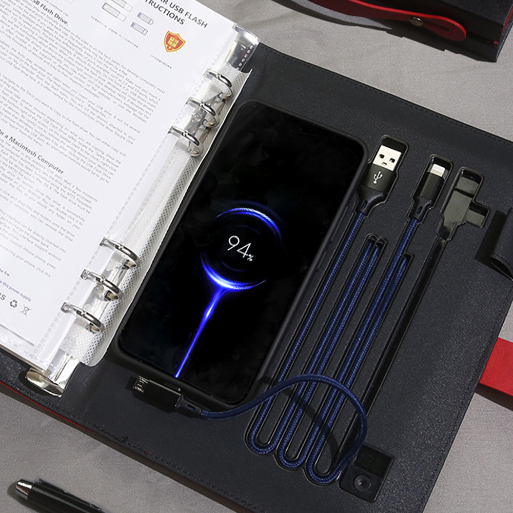 Leatherette Wireless QI Charging Padfolio with Built-In Power Bank. GE5251