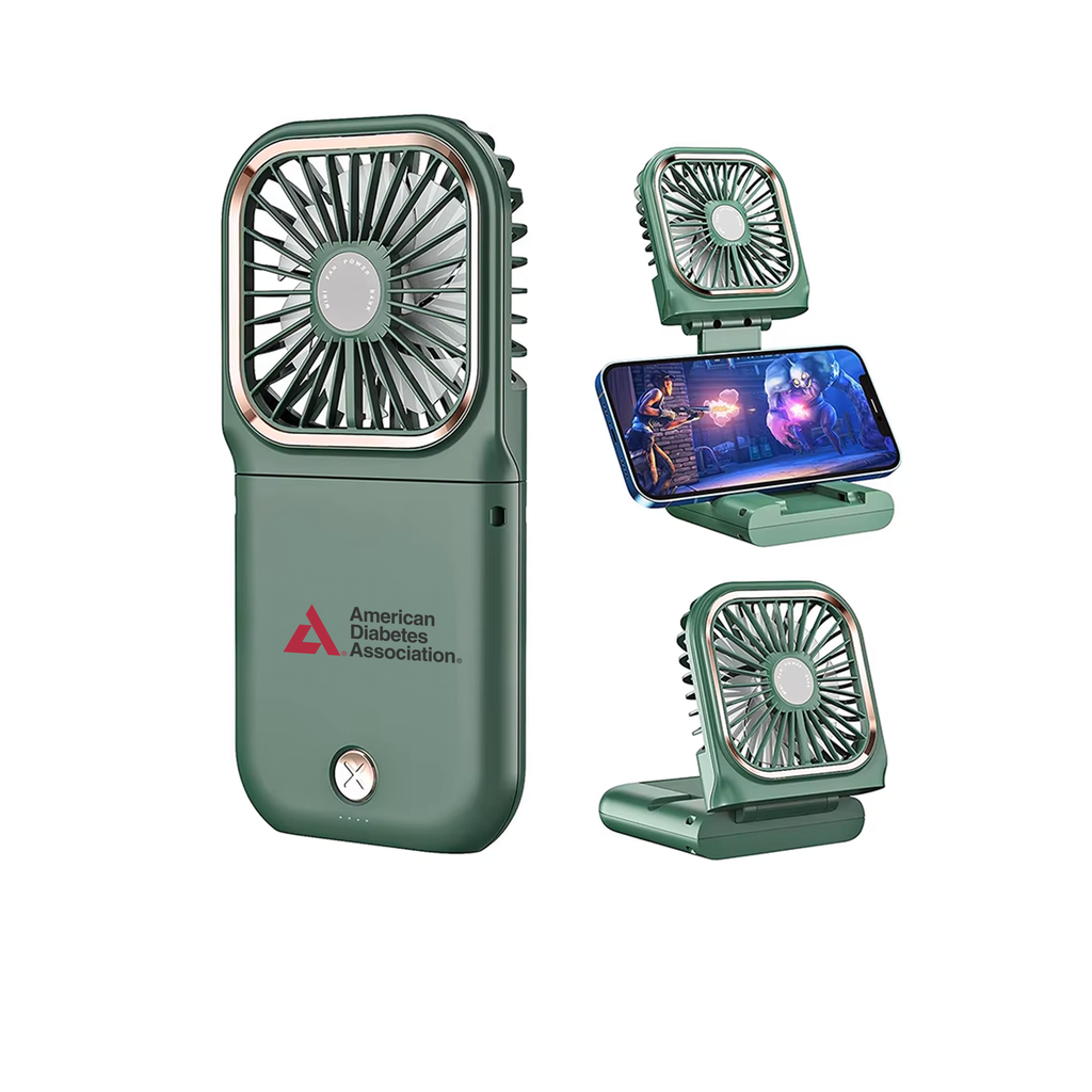 Rechargeable Hands-Free Mini Fan with 3000mAh Power Bank for Phones. MF2194