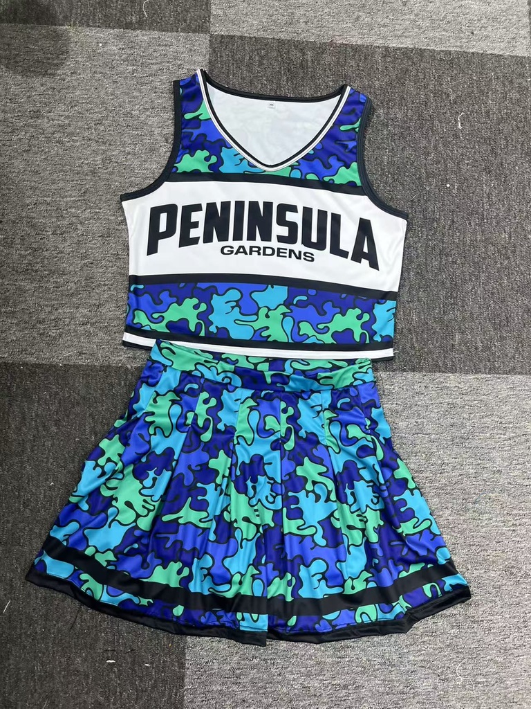 UPHILL™ Cheerleader uniform (Sleeveless Crop top and Skirt). SJ7052