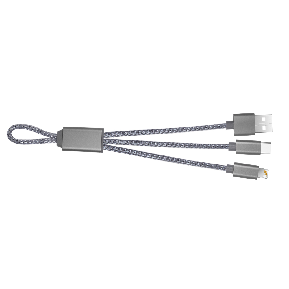 3-in-1 USB Charging Cables Type C, IOS and Micro USB