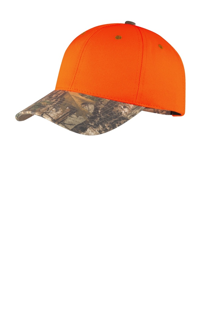Embroidery Port Authority® Enhanced Visibility Cap with Camo Brim. 