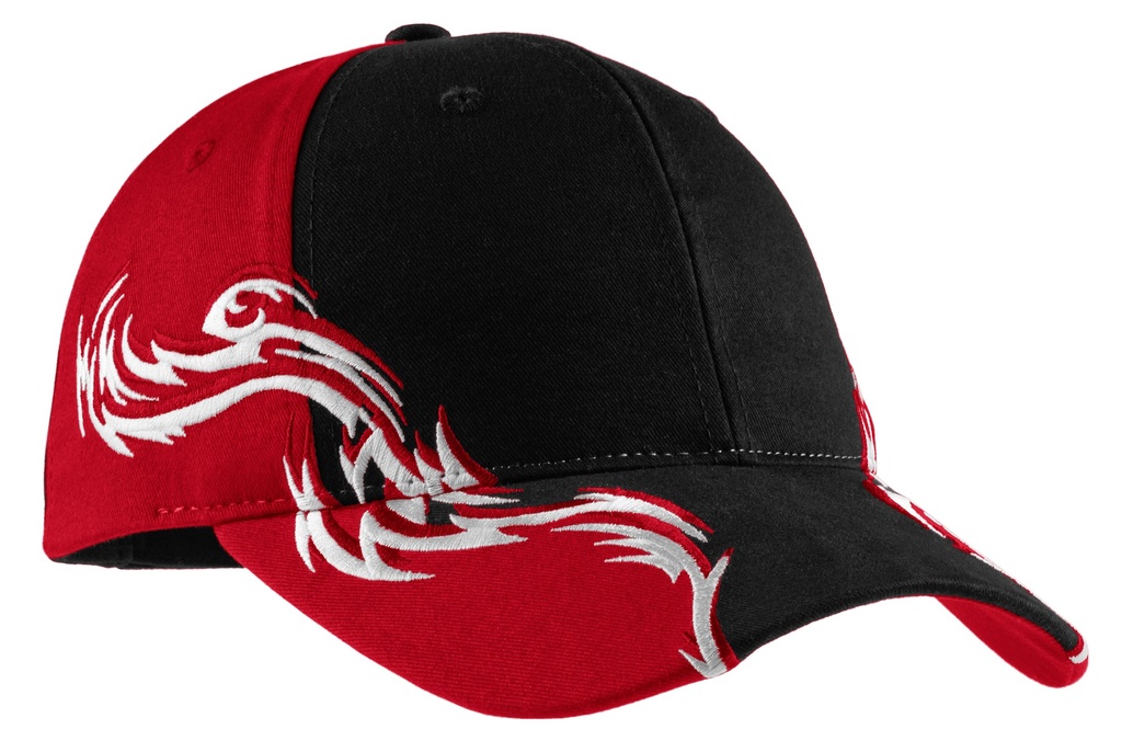 Embroidery Port Authority® Colorblock Racing Cap with Flames.  