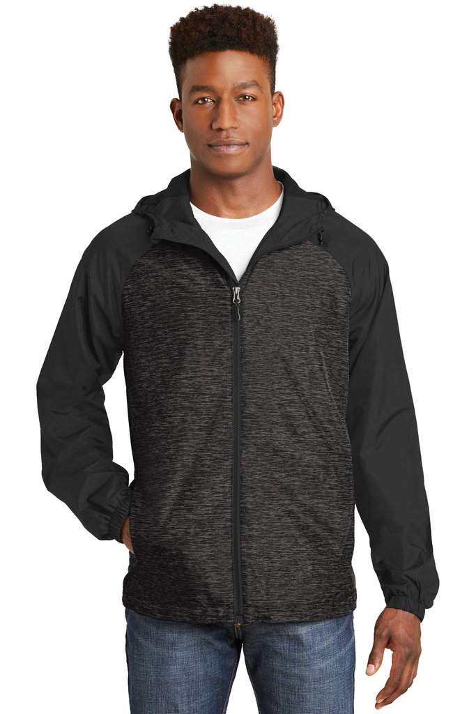 Embroidery Sport-Tek® Heather Colorblock Raglan Hooded Wind Jacket. 