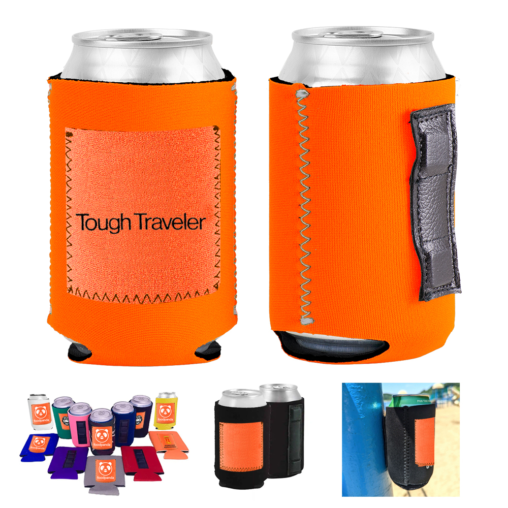 Collapsible Magnetic Can And Bottle Cooler Holder With Pocket