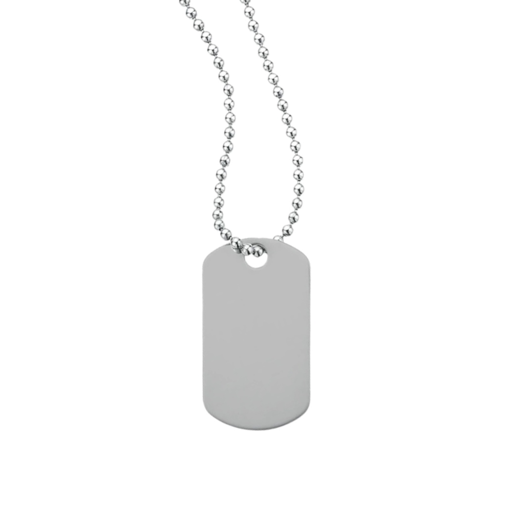 Classic Dog Tag With Long Beaded Chain. DT4117