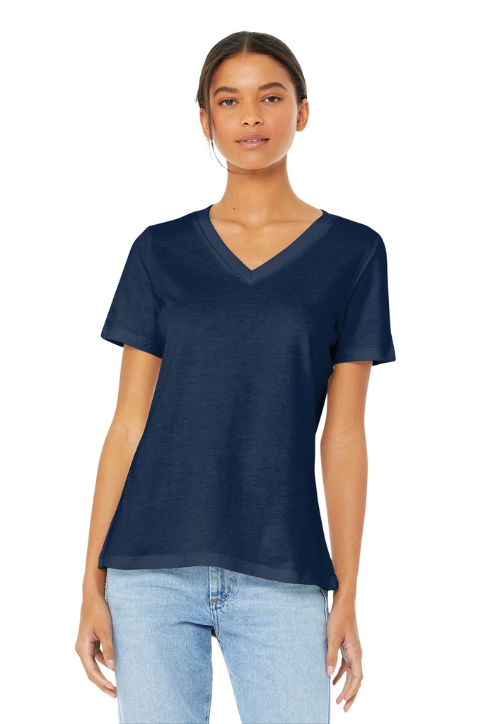 [1304882] BELLA+CANVAS Women's Relaxed Jersey Short Sleeve V-Neck Tee. BC6405 (Navy, S)