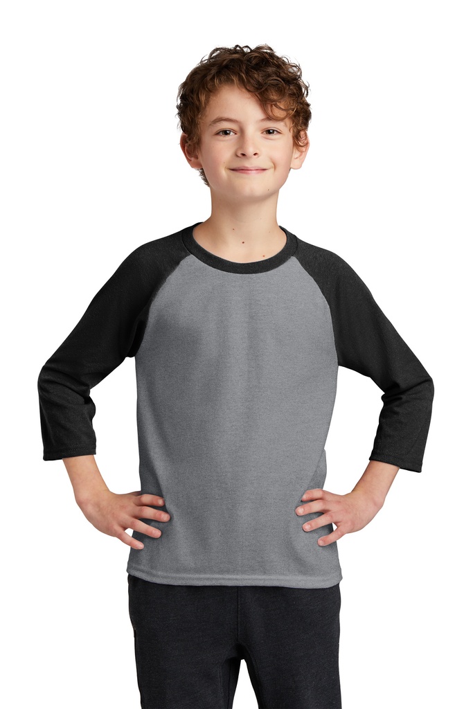 Port & Company Youth Core Blend 3/4-Sleeve Raglan Tee. PC55YRS