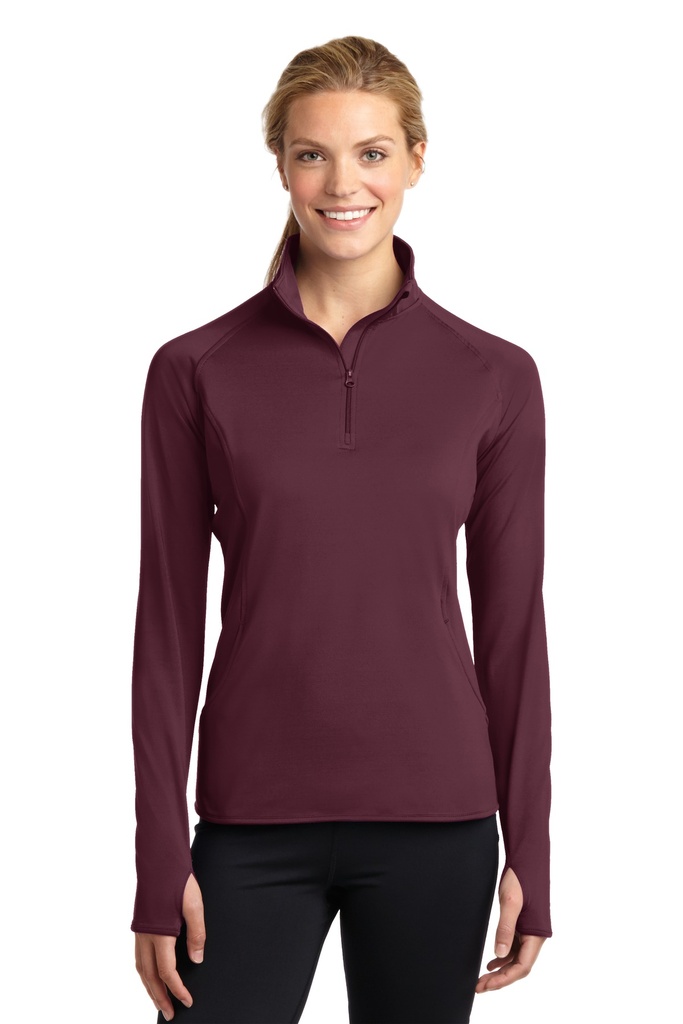 [1057981] Sport-Tek Ladies Sport-Wick Stretch 1/4-Zip Pullover. LST850 (Maroon, XS)