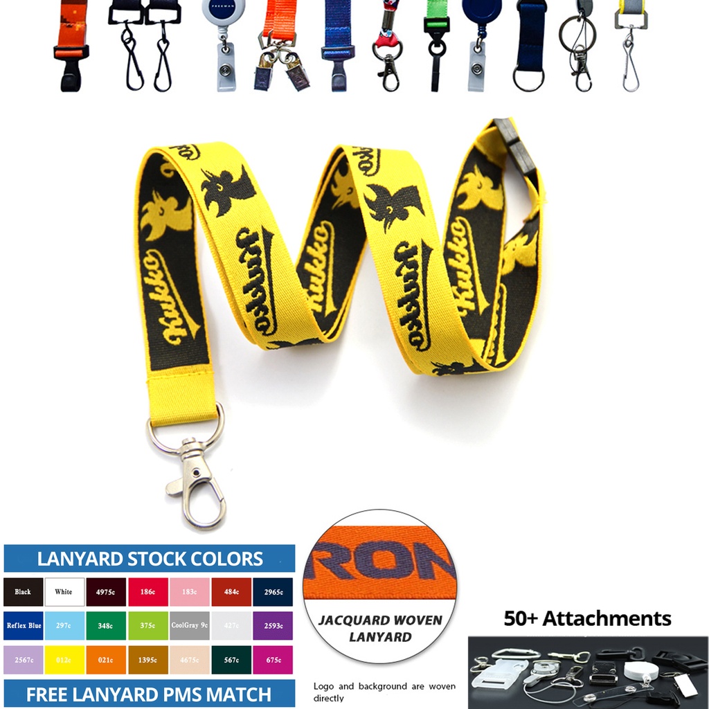 Custom 1" Polyester Lanyard - 3 Color Woven Jacquard. LL5865