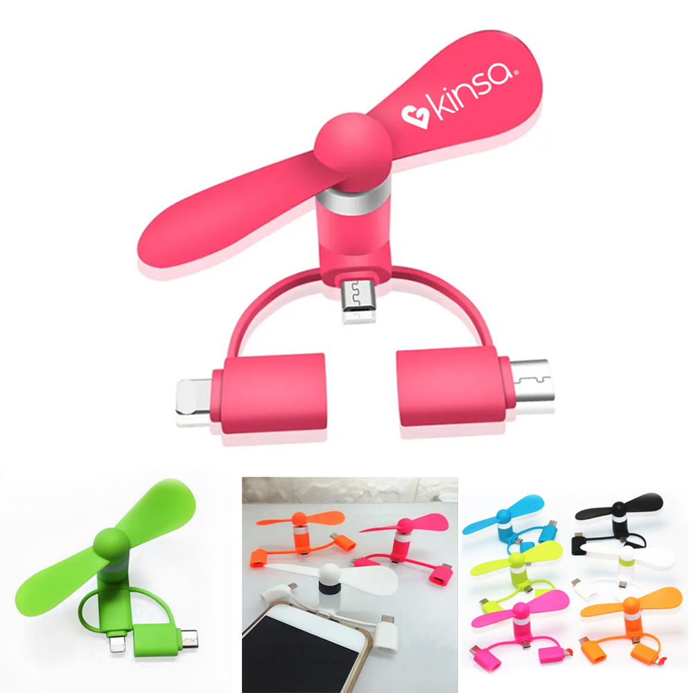Electric Portable USB Phone Fan - iPhone, Micro USB and Type C. PF2879