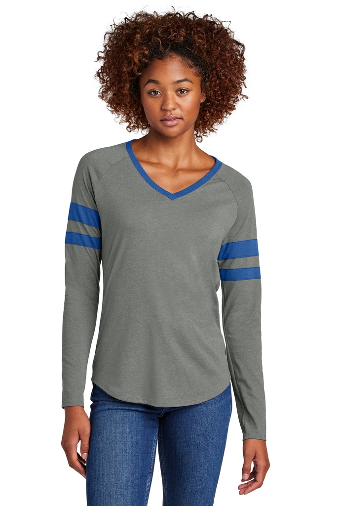 Sport-Tek Ladies Halftime Stripe Long Sleeve V-Neck Tee LST6043