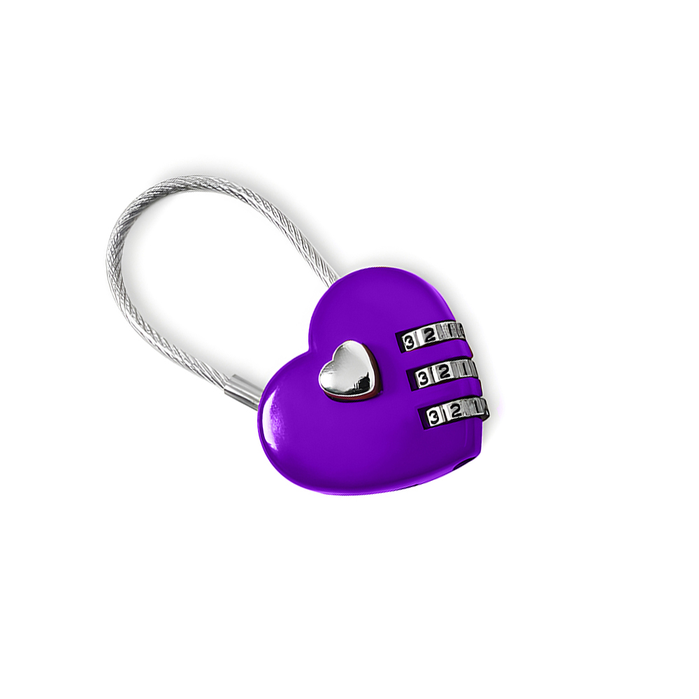 Metal Body 3 Digit Heart Shaped Padlock. PL8978