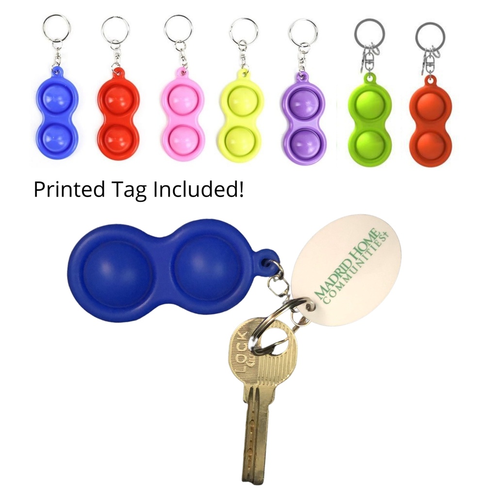 Mini Pop-It Fidget Keychain w/ Imprinted Tag. ST6023