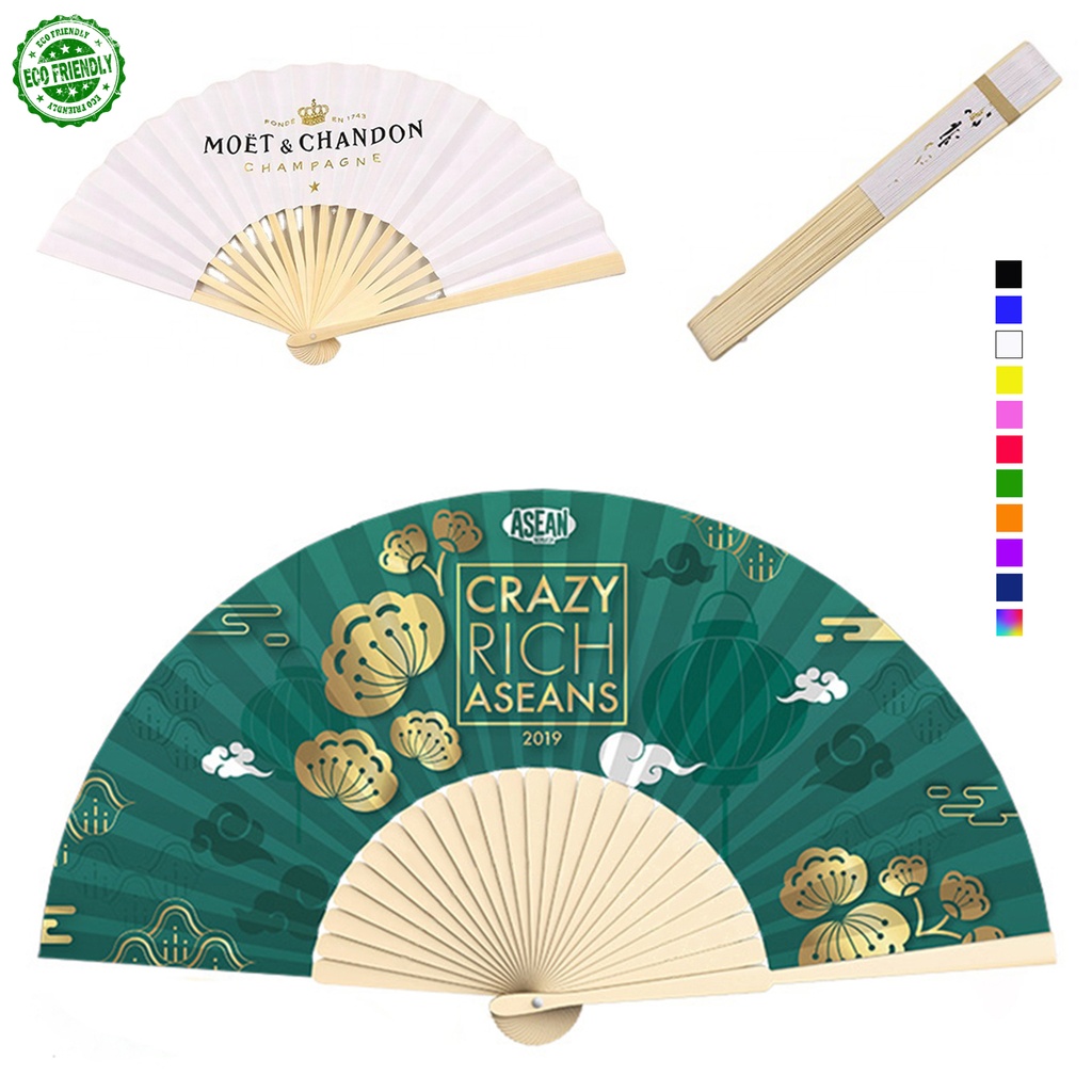 Fancy Bamboo Hand Fan - Full Color. HF3090