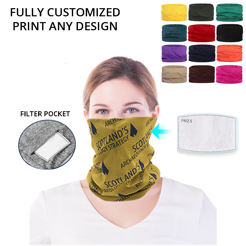 Full Color Washable Neck Gaiter Face Mask W/ PM2.5 Filter. CV7295