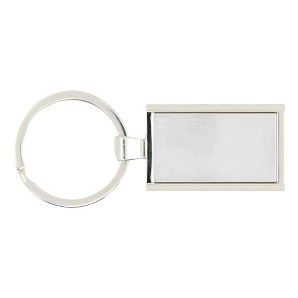 Rectangular Metal Chrome Keychain. KC5022