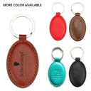 Stitched Leatherette Oval Key Tag. KC8658
