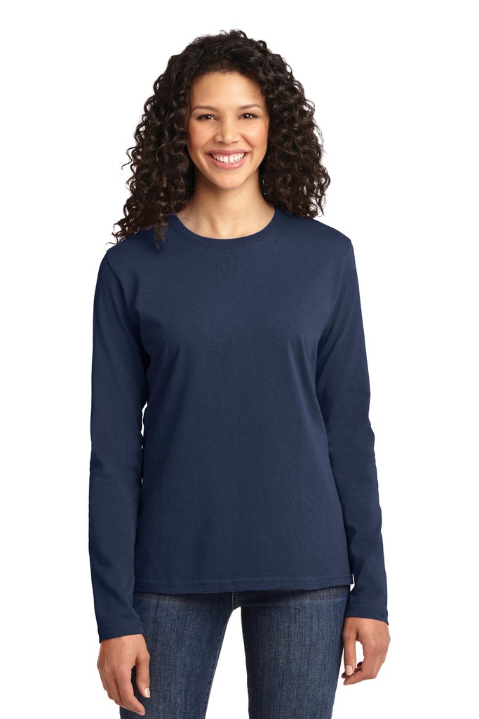 [938711] Port & Company Ladies Long Sleeve Core Cotton Tee. LPC54LS (Navy, XS)