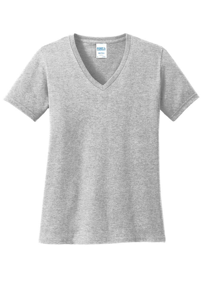 [935241] Port & Company Ladies Core Cotton V-Neck Tee. LPC54V (Ash, XS)
