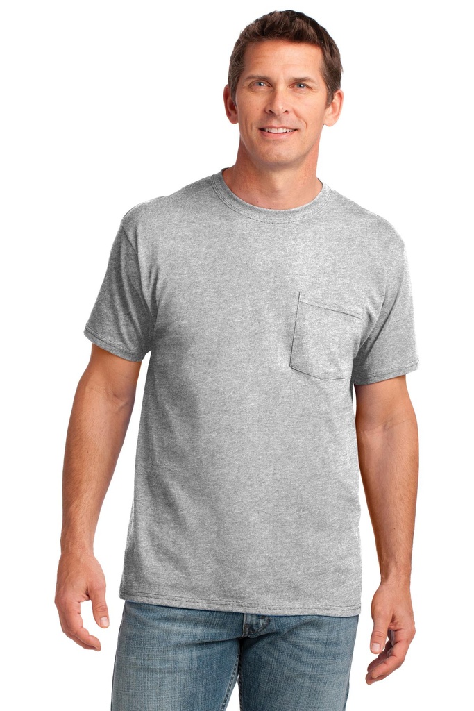 [933112] Port & Company Core Cotton Pocket Tee. PC54P (Ash, S)