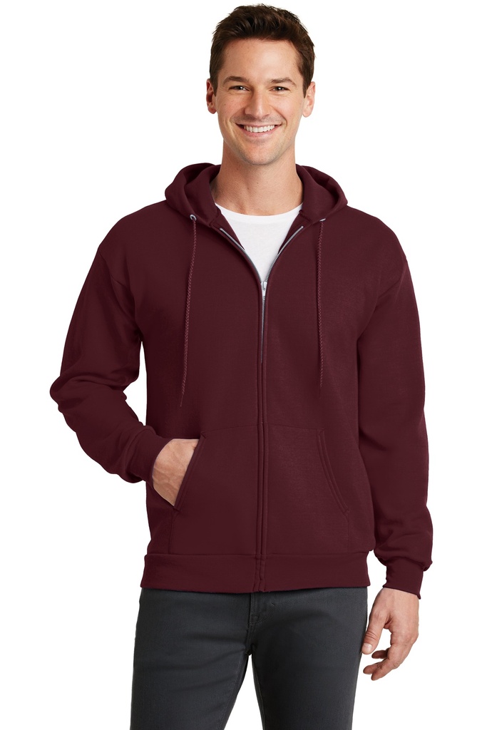 [592692] Port & Company - Core Fleece Full-Zip Hooded Sweatshirt. PC78ZH (Maroon, S)