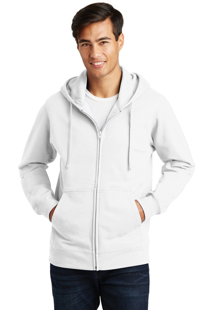 [1156501] Port & Company Fan Favorite Fleece Full-Zip Hooded Sweatshirt. PC850ZH (White, XS)