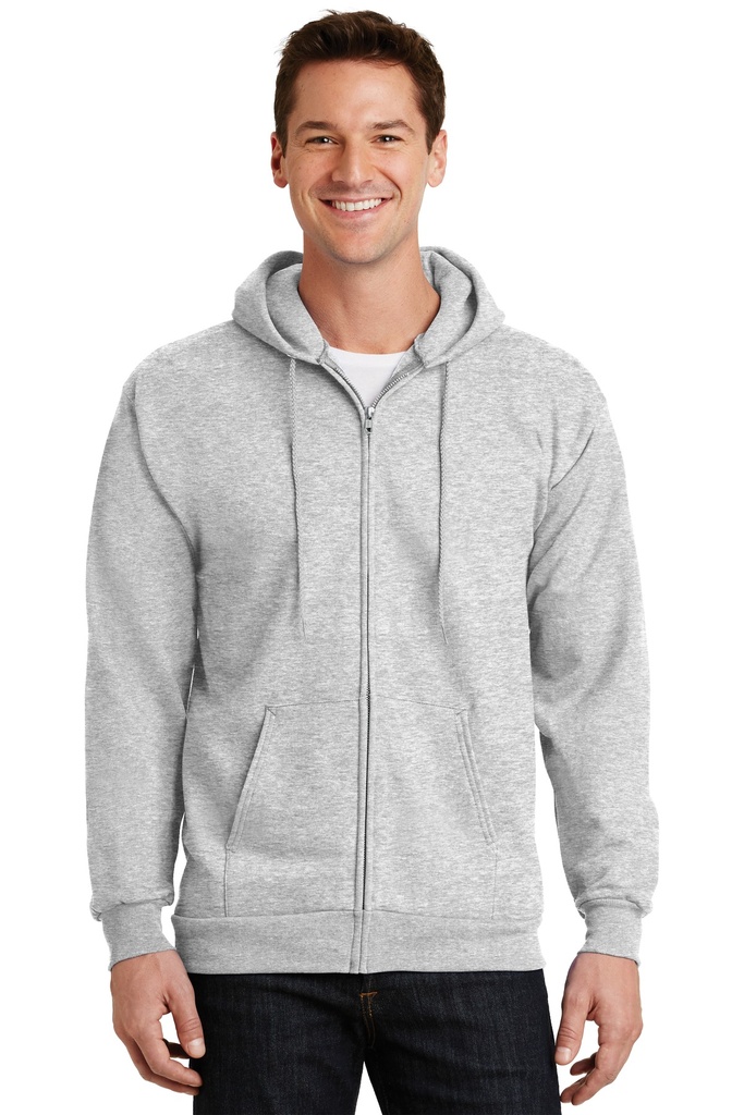 [463552] Port & Company - Essential Fleece Full-Zip Hooded Sweatshirt. PC90ZH (Ash, S)