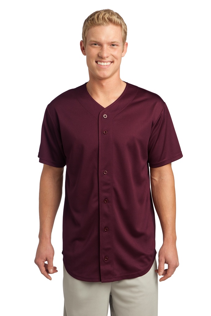 [644641] Sport-Tek PosiCharge Tough Mesh Full-Button Jersey. ST220 (Maroon, XS)