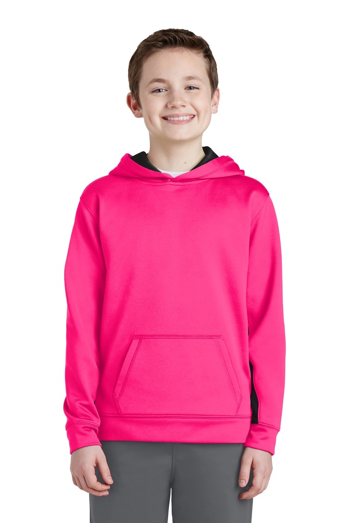 Sport-Tek Youth Sport-Wick Fleece Colorblock Hooded Pullover. YST235