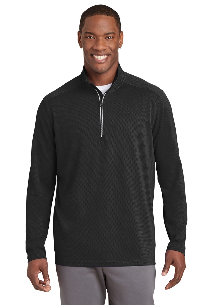 [1019701] Sport-Tek Sport-Wick Textured 1/4-Zip Pullover. ST860 (Black, XS)