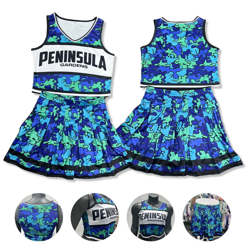 UPHILL™ Cheerleader uniform (Sleeveless Crop top and Skirt). SJ7052