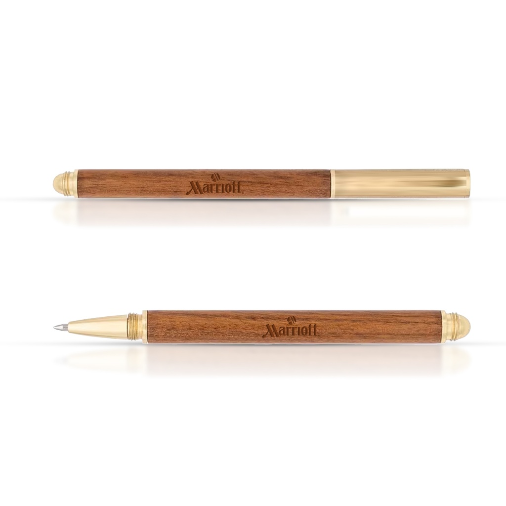 Engraved Wooden & Brass Ballpoint Pen. LM4391