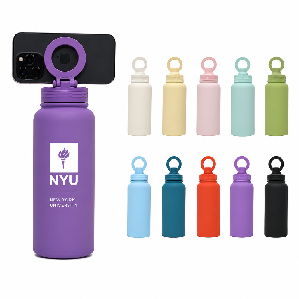 Vacuum Insulated Bottle with Phone-Stand - 34 Oz. WC4088 (Purple)