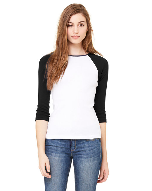 Bella + Canvas Ladies' Baby Rib 3/4-Sleeve Contrast Raglan T-Shir