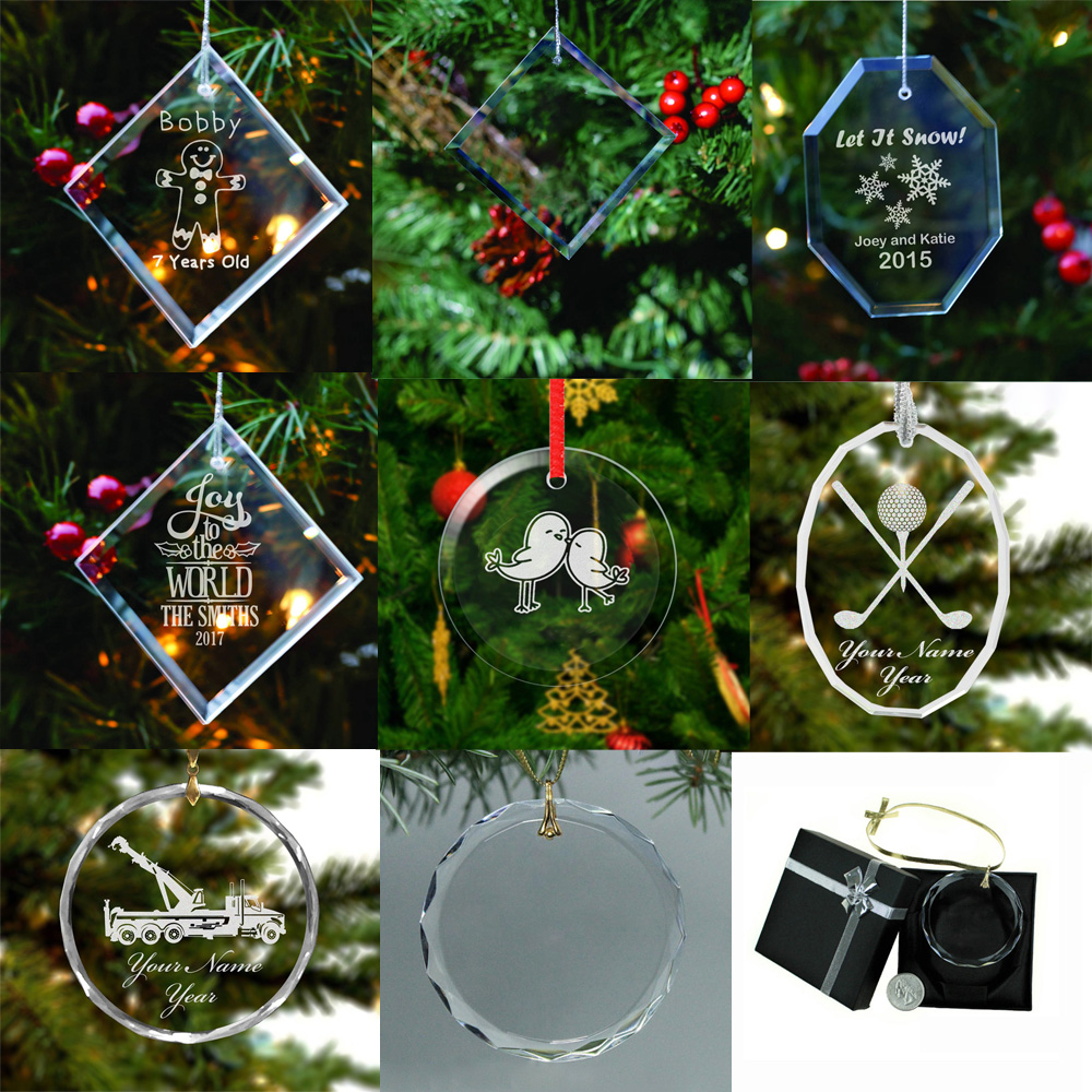 Diamond-Cut Clear Crystal Glass Ornament - Round