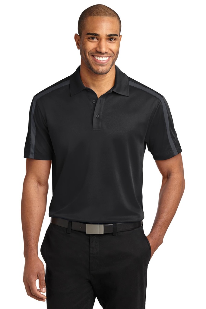 Embroidery Port Authority® Silk Touch™ Performance Colorblock Stripe Polo. 