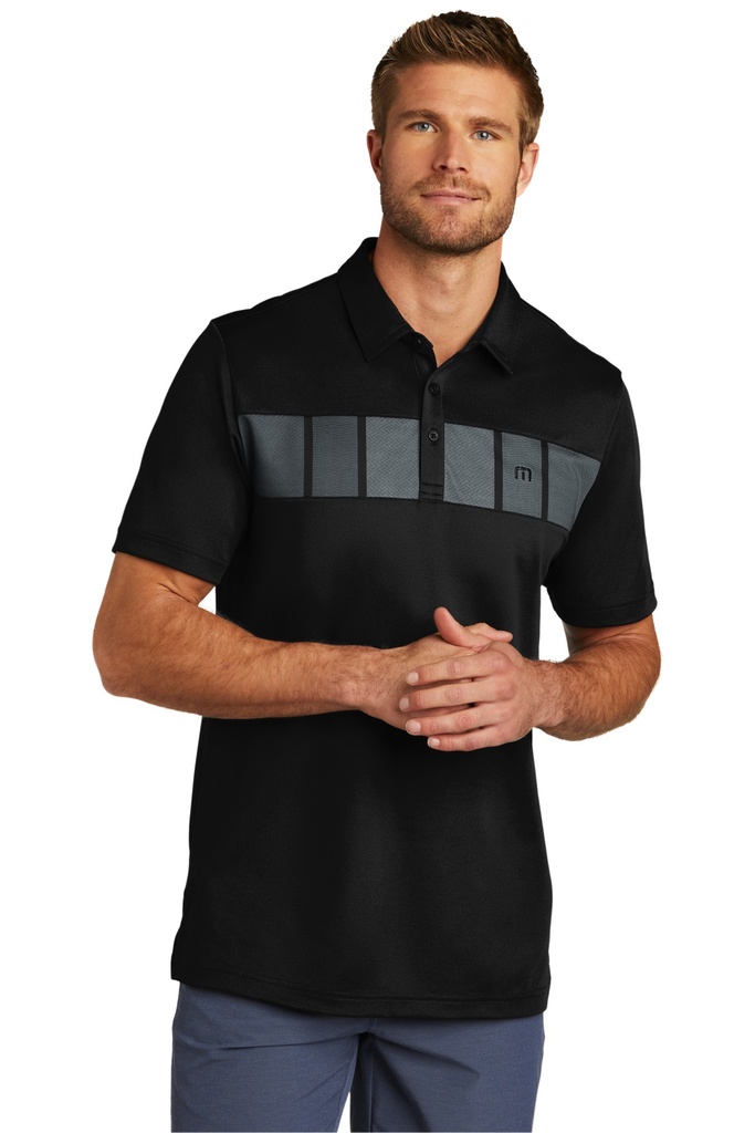 Embroidery TravisMathew Cabana Chest Stripe Polo. 