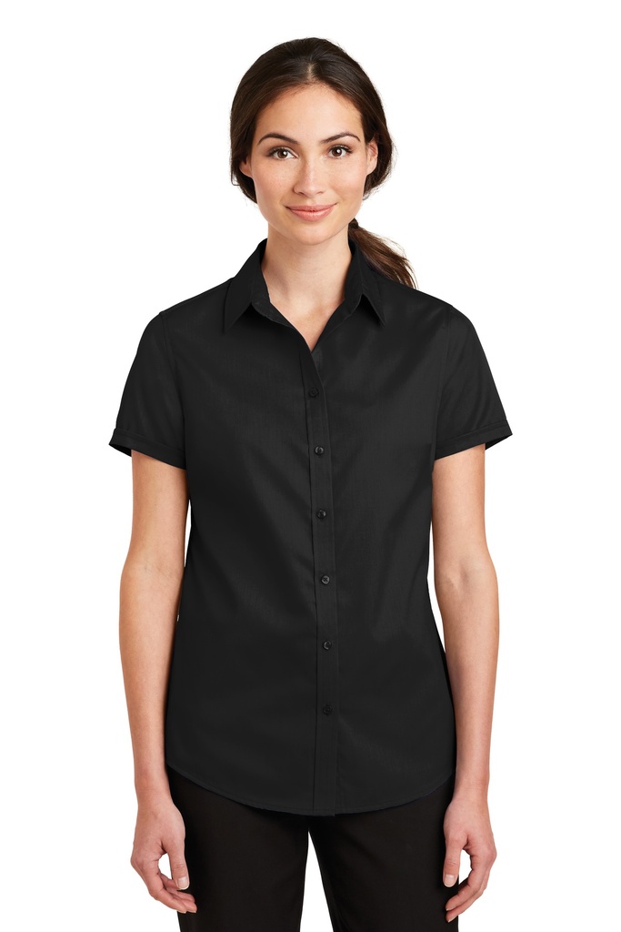Embroidery Port Authority® Ladies Short Sleeve SuperPro™ Twill Shirt.