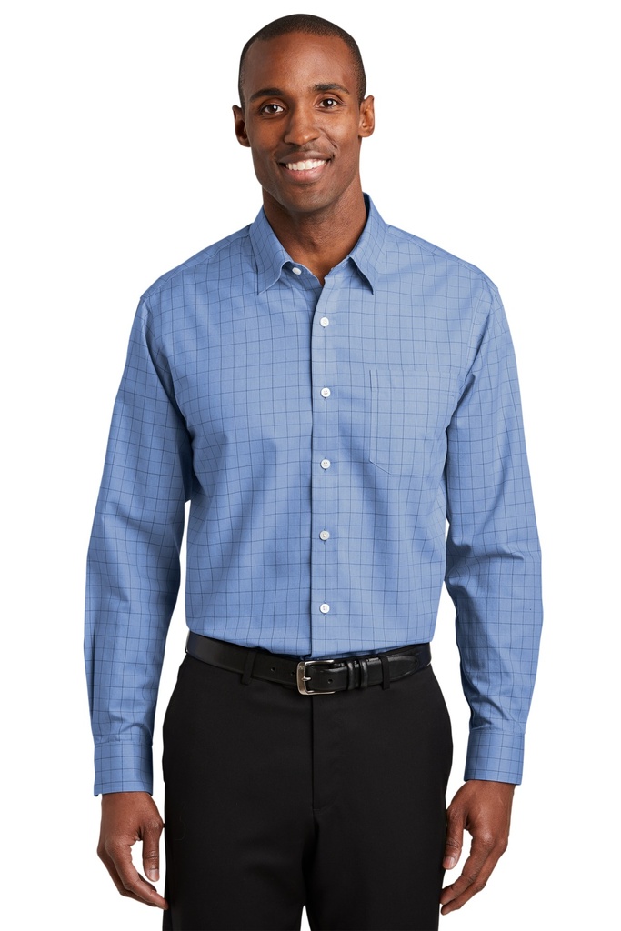 Embroidery Red House® Windowpane Plaid Non-Iron Shirt.