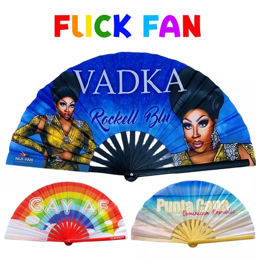 [KF0206] LOUD Clack Satin & Bamboo Hand Fan 13" x 25"
