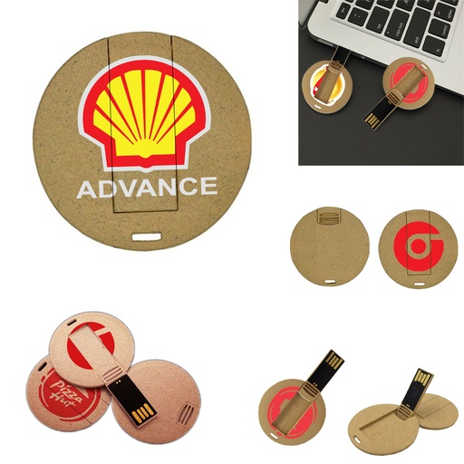 [FD5225] 8GB Eco Friendly Flash Drive Round Shape - Full Color Logo. FD5225