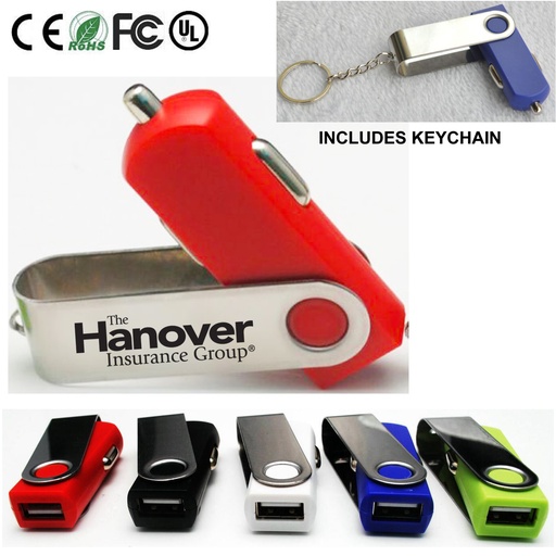 [UB1680] Swivel USB Mobile Car Charger - Metal