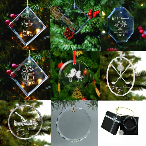 [CG9090] Diamond-Cut Clear Crystal Glass Ornament - Round