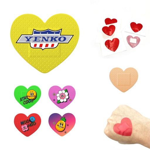 [BA8010] Band-Aid - Full Color Printed Heart Shape 1.37" x 1.49"
