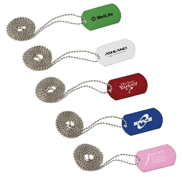 Classic Dog Tag With Long Beaded Chain. DT4117