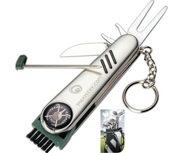 [UB1080] Stainless Steel Pocket Golf Tool Kit 7-In-1 Keychain