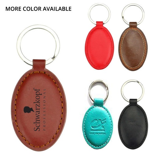 [KC8658] Stitched Leatherette Oval Key Tag