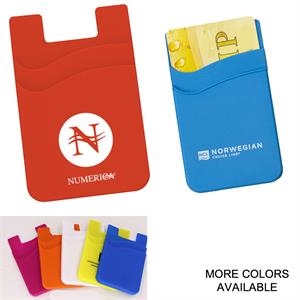 [PH2678] Double Pocket Cell Phone Adhesive Wallet - Silicone